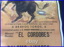 Ancienne Affiche Espagnole De Corrida Originale 1975 El Cordobés Palomo Linares
