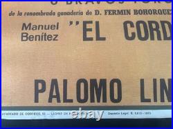 Ancienne Affiche Espagnole De Corrida Originale 1975 El Cordobés Palomo Linares