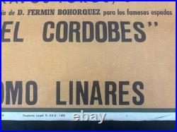 Ancienne Affiche Espagnole De Corrida Originale 1975 El Cordobés Palomo Linares