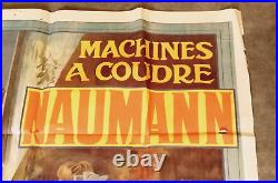Ancienne Affiche Originale Publicitaire Machines à Coudre Naumann circa 1900