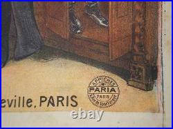 Ancienne Affiche Originale Spectacle Le Bille Est De Logement Signée Faria 1900