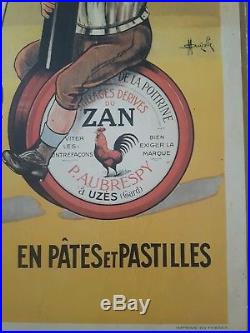 Ancienne Affiche Publicitaire Cartonnée ZAN -Marcellin Auzolle