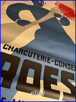Ancienne Affiche publicitaire Charcuterie ROESS Art Déco 1933 Leon Dupin Paris