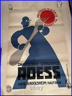 Ancienne Affiche publicitaire Charcuterie ROESS Art Déco 1933 Leon Dupin Paris