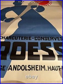 Ancienne Affiche publicitaire Charcuterie ROESS Art Déco 1933 Leon Dupin Paris