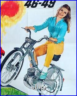 Ancienne Affiche publicitaire mobylette motobecane motoconfort 1968 118/160 cm