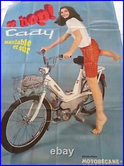 Ancienne GRANDE affiche publicitaire MOTOBECANE MOTOCONFORT CADY advertise 1968