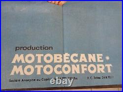 Ancienne GRANDE affiche publicitaire MOTOBECANE MOTOCONFORT CADY advertise 1968