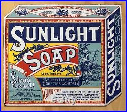 Ancienne Plaque émaillée publicitaire pour la marque Sunlight Soap