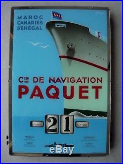 Ancienne Pub Cie Navigation PAQUET calendrier perpétuel paquebot France Afrique