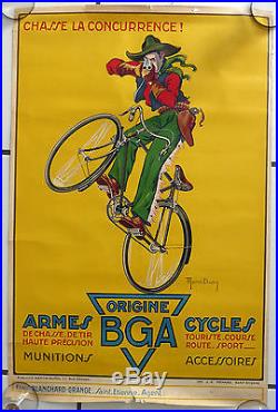 Ancienne affiche Armes cycle vélo saint Etienne signé MARTIN DUPIN chasse