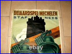 Ancienne affiche CARILLON MALINES Beiaardspel Mechelen STAF NEES 40/50's