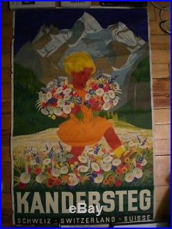Ancienne affiche Kandersteg, Carl Moos, 1930, Vintage poster