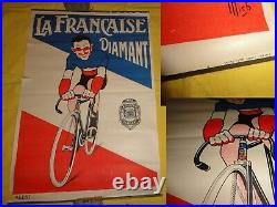 Ancienne affiche La Française Diamant, vélo, signé Mich, Louison Bobet, 60x40cm