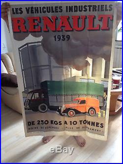 Ancienne affiche Renault Les véhicules indusriels 1939