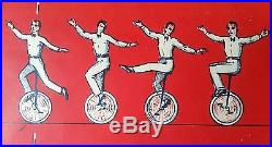 Ancienne affiche annees 30 cirque acrobate velo the darwins RARE