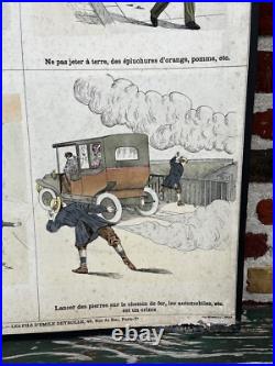Ancienne affiche carte Deyrolle Accidents Rue pédagogique