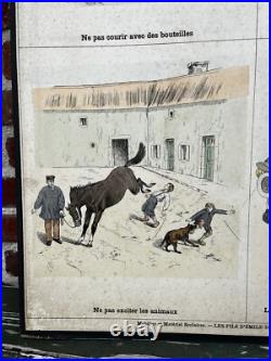 Ancienne affiche carte Deyrolle Accidents Rue pédagogique