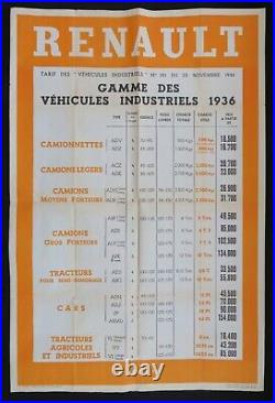 Ancienne affiche concession RENAULT CAMION 1936 80x120 truck old poster