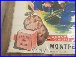 Ancienne affiche originale Salins du Midi Montpellier chez Azémard Nimes. Rare
