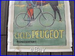 Ancienne affiche peugeot ancien vélo no plaque emaillee militaria poilu