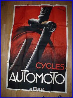 Ancienne affiche publicité de vélo AuTomoTo cycle antique poster publicity