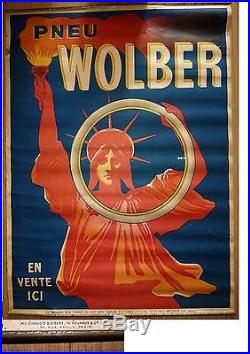 Ancienne affiche publicité de vélo WOLBER pneu antique poster publicity