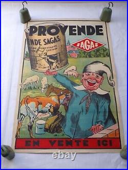 Ancienne affiche publicitaire Provende produits vétérinaires Sagas agriculture