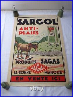 Ancienne affiche publicitaire Sargol produits vétérinaires Sagas agriculture