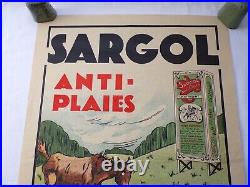 Ancienne affiche publicitaire Sargol produits vétérinaires Sagas agriculture