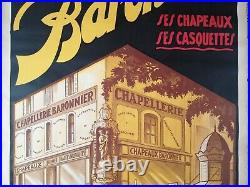 Ancienne affiche publicitaire chapellerie Baronnier à Nancy signée Husson 2