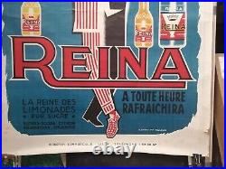 Ancienne affiche publicitaire limonade Reina Lille illustration de Cerutti