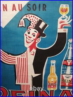 Ancienne affiche publicitaire limonade Reina Lille illustration de Cerutti