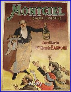 Ancienne affiche publicitaire liqueur Montciel BARNOUD ROLLET Lons-le-Saunier 39