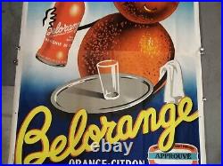Ancienne affiche publicitaire orange citron Belorange 240x160 de Toni de 1950