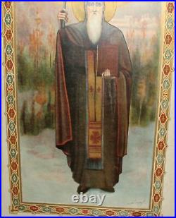 Ancienne affiche religieuse / estampe Saint Jean de Rila, signée