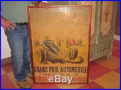 Ancienne affiche signée géo ham grand prix de l automobile nimes aviation 1947