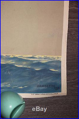 Ancienne affiche vintage poster ICELANDIC AIRLINES IAL LOFTLEIDIR DAMSLETH