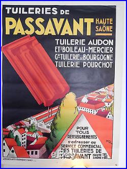Ancienne et rare affiche Tuileries de Passavant (Haute-Saône) signée Paul DOLL