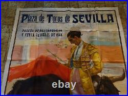 Ancienne grande affiche corrida 1944 J. REUS Plaza de Toros de SEVILLA ESPAGNE
