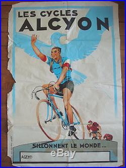 Ancienne grande affiche publicité alcyon cyclisme cycliste tour de france vélo