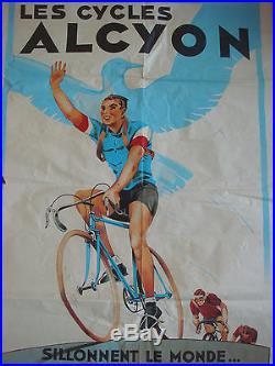 Ancienne grande affiche publicité alcyon cyclisme cycliste tour de france vélo