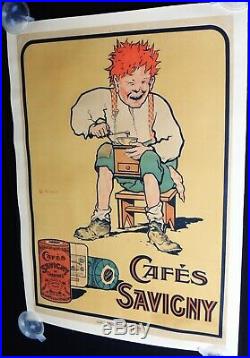 Anciennes Affiche publicitaire pour les Cafés SAVIGNY Chartres Eure et Loir