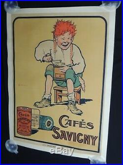 Anciennes Affiche publicitaire pour les Cafés SAVIGNY Chartres Eure et Loir