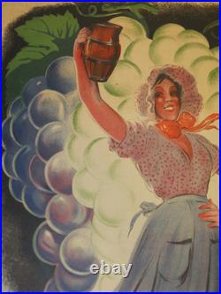 André GALLAND Vins de France, affichette cartonnée originale datée 1937