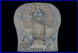 Antique rare ancienne stèle de scarabée ailé égyptien avec Anubis