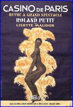 Aslan Grande Affiche Originale 1975 Lisette Malidor Casino Paris Vintage Poster