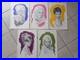 Aslan Lot De 5 Affiches / Posters Dessins Au Crayon Papier Sur Fond Couleur