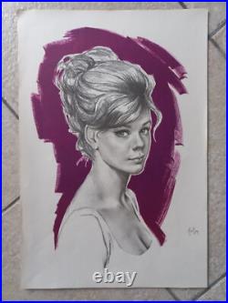 Aslan Lot De 5 Affiches / Posters Dessins Au Crayon Papier Sur Fond Couleur