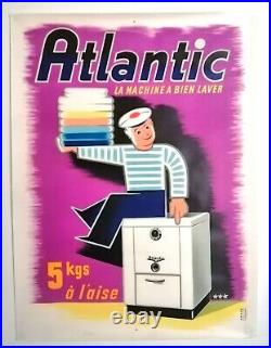 Atlantic La Machine À Bien Laver Affiche Originale Très Rare 1950
